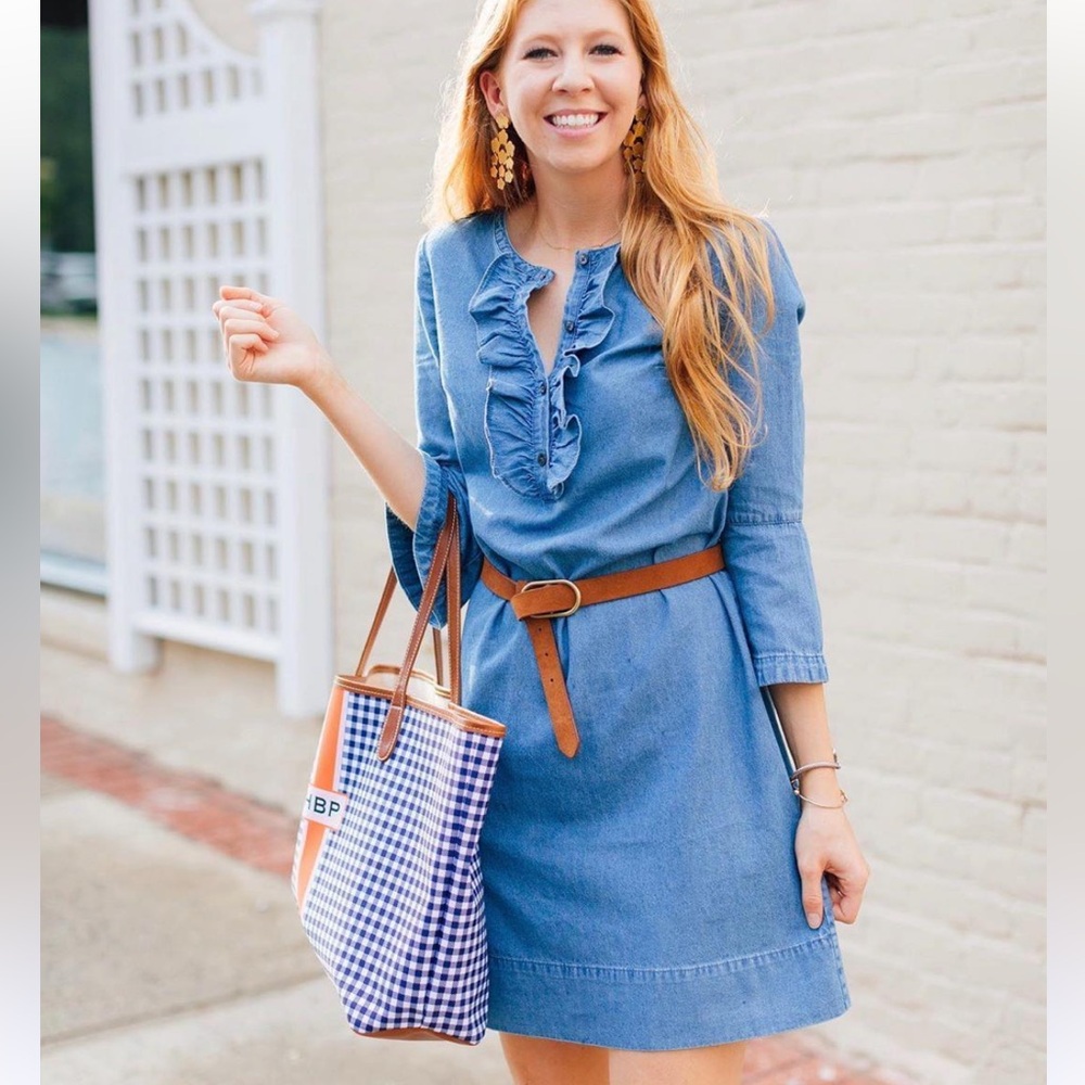 Draper James Chambray Ruffle Shift Dress